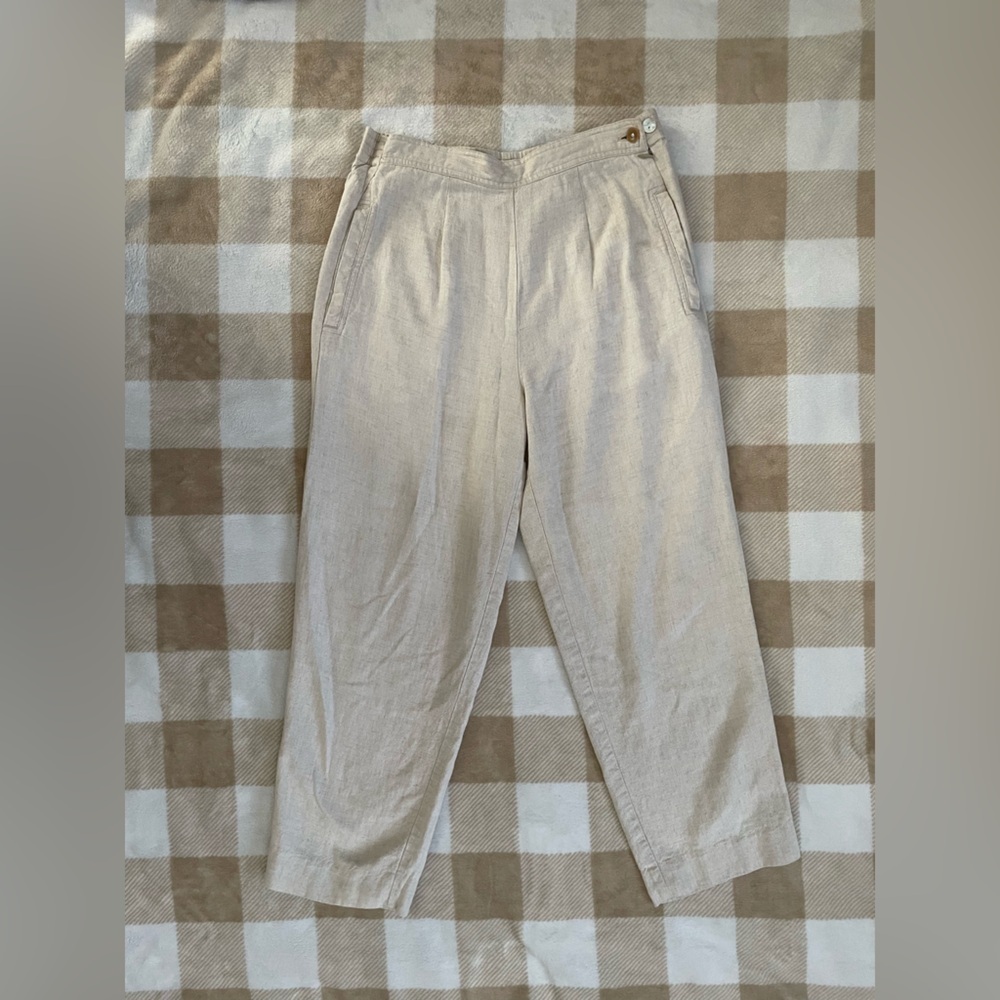 Vintage Talbots Beige Linen Pants size 2 with pockets
